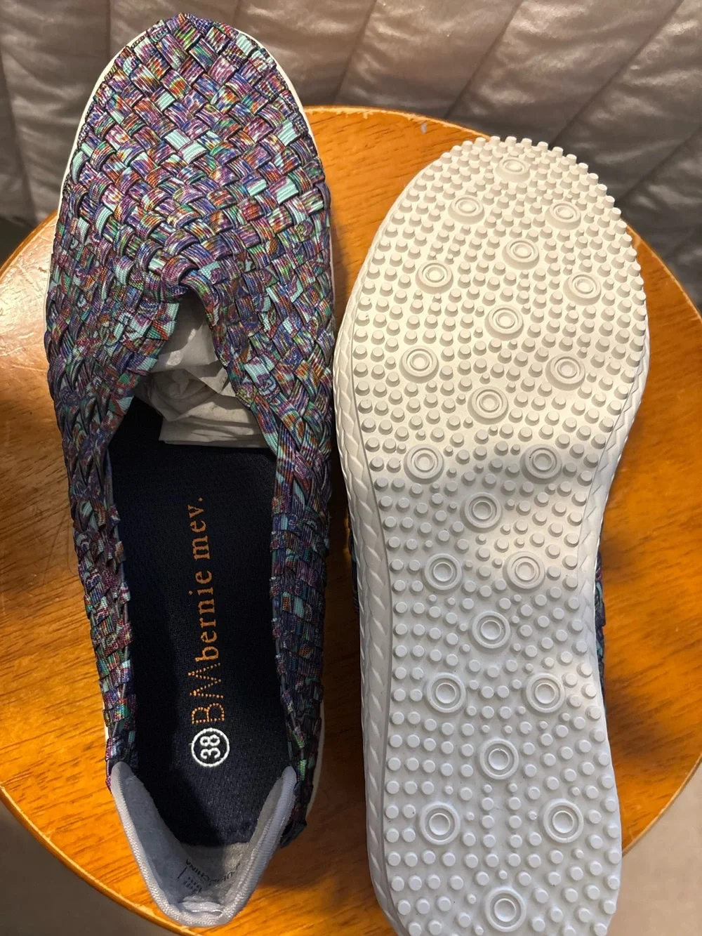 Bernie Mev Womens Multicolored Woven Slip On Shoe Size US 7 EU 38
